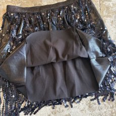 画像10: BLACK SEQUINS FRINGE DESIGN SKIRT / W24~W30 (10)