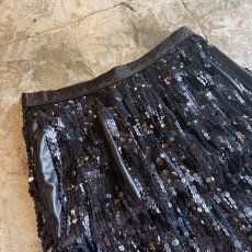 画像3: BLACK SEQUINS FRINGE DESIGN SKIRT / W24~W30 (3)