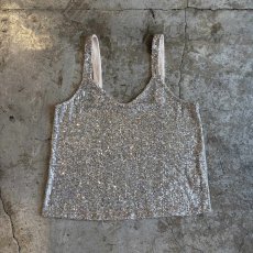 画像1: SEQUINS SILVER COLOR DESIGN N/S TOPS / Ladies M (1)