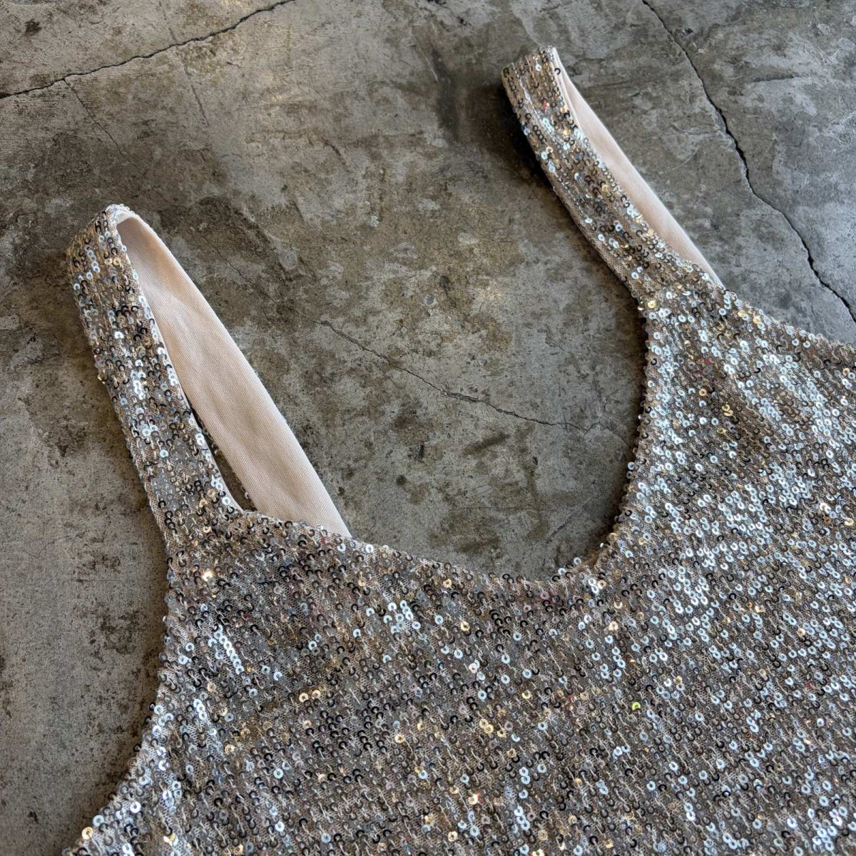 画像3: SEQUINS SILVER COLOR DESIGN N/S TOPS / Ladies M (3)