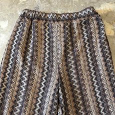 画像10: MULTI STRIPE PATTERN FLARE SILHOUETTE LACE UP PANTS / W25~W34 (10)
