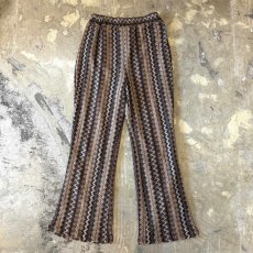 画像1: MULTI STRIPE PATTERN FLARE SILHOUETTE LACE UP PANTS / W25~W34 (1)