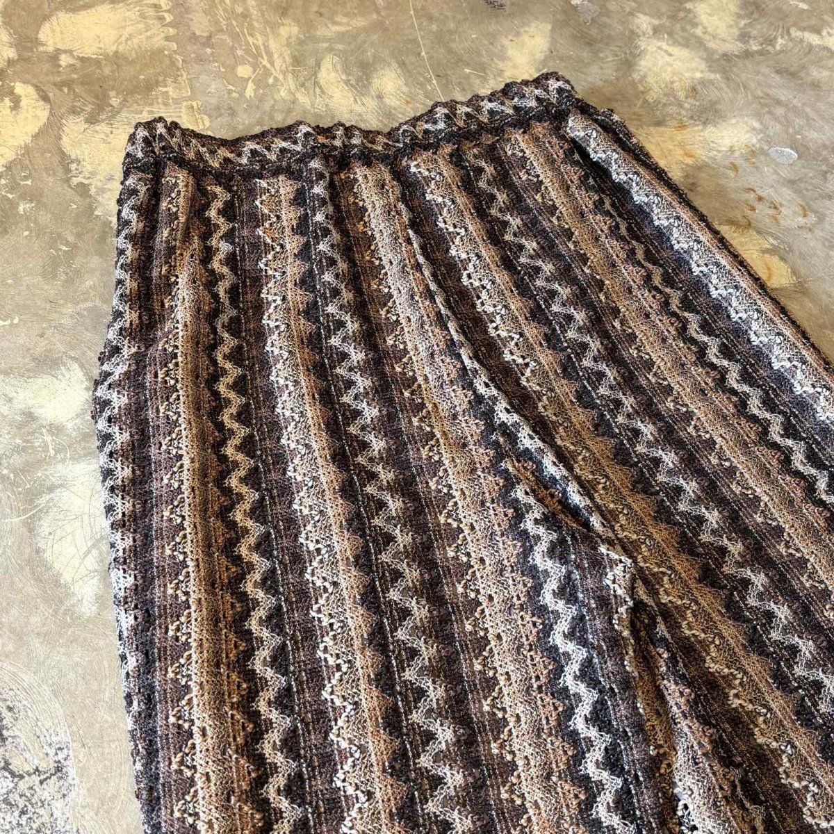 画像9: MULTI STRIPE PATTERN FLARE SILHOUETTE LACE UP PANTS / W25~W34 (9)