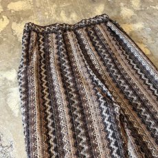 画像9: MULTI STRIPE PATTERN FLARE SILHOUETTE LACE UP PANTS / W25~W34 (9)