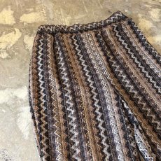 画像3: MULTI STRIPE PATTERN FLARE SILHOUETTE LACE UP PANTS / W25~W34 (3)