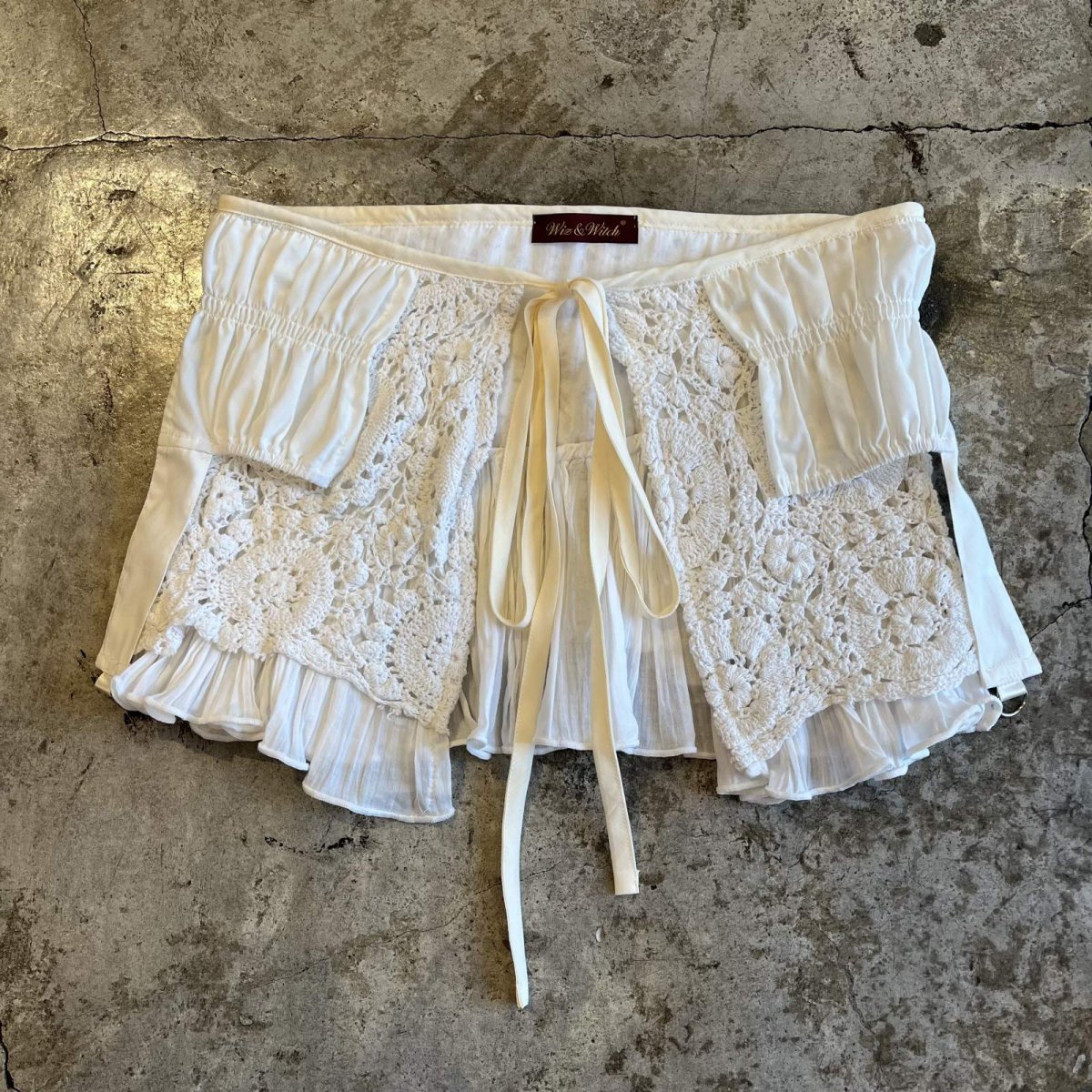 画像1: 【Wiz&Witch】"UNITED" LACE MIX WRAP SKIRT / FREE (1)