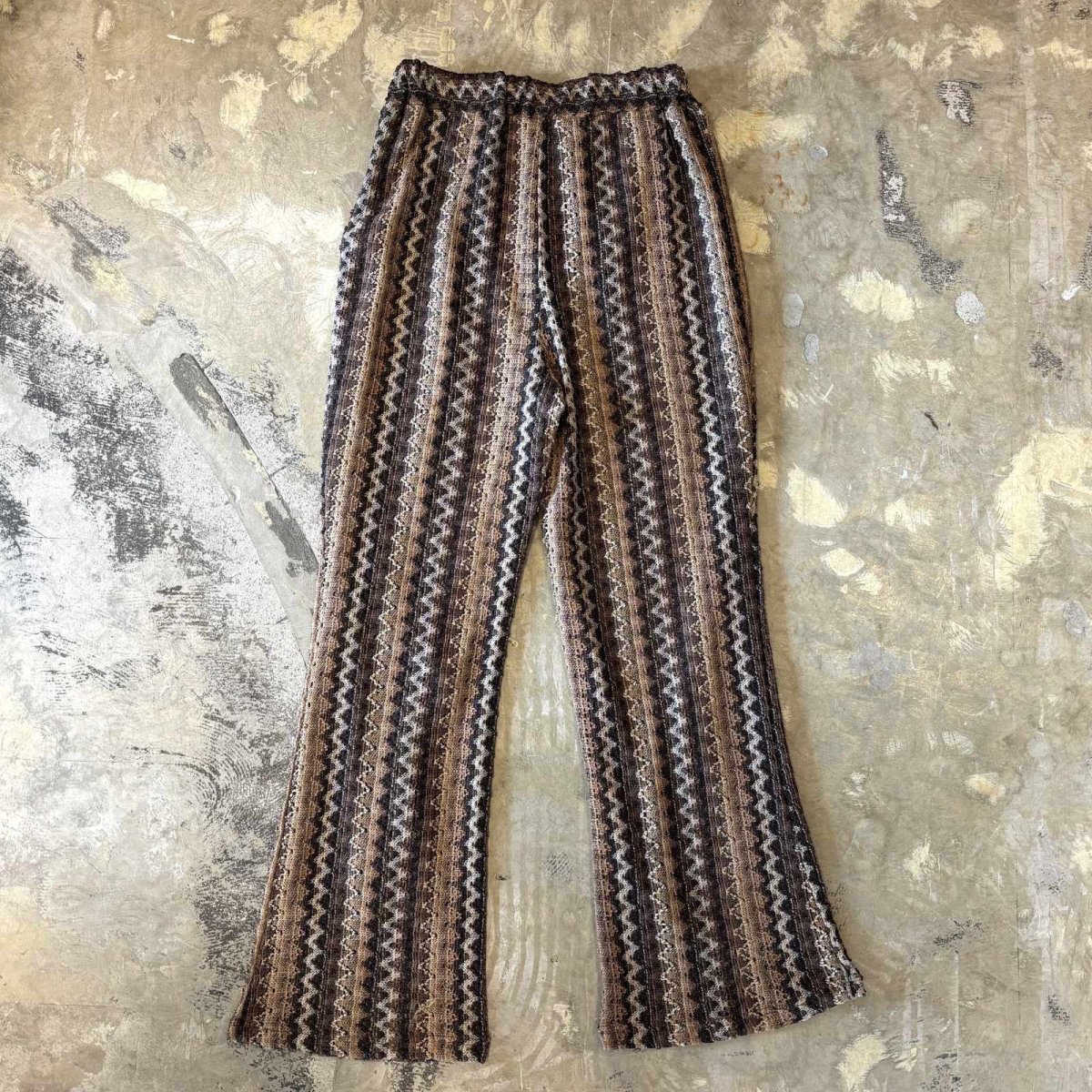 画像2: MULTI STRIPE PATTERN FLARE SILHOUETTE LACE UP PANTS / W25~W34 (2)
