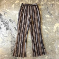 画像2: MULTI STRIPE PATTERN FLARE SILHOUETTE LACE UP PANTS / W25~W34 (2)