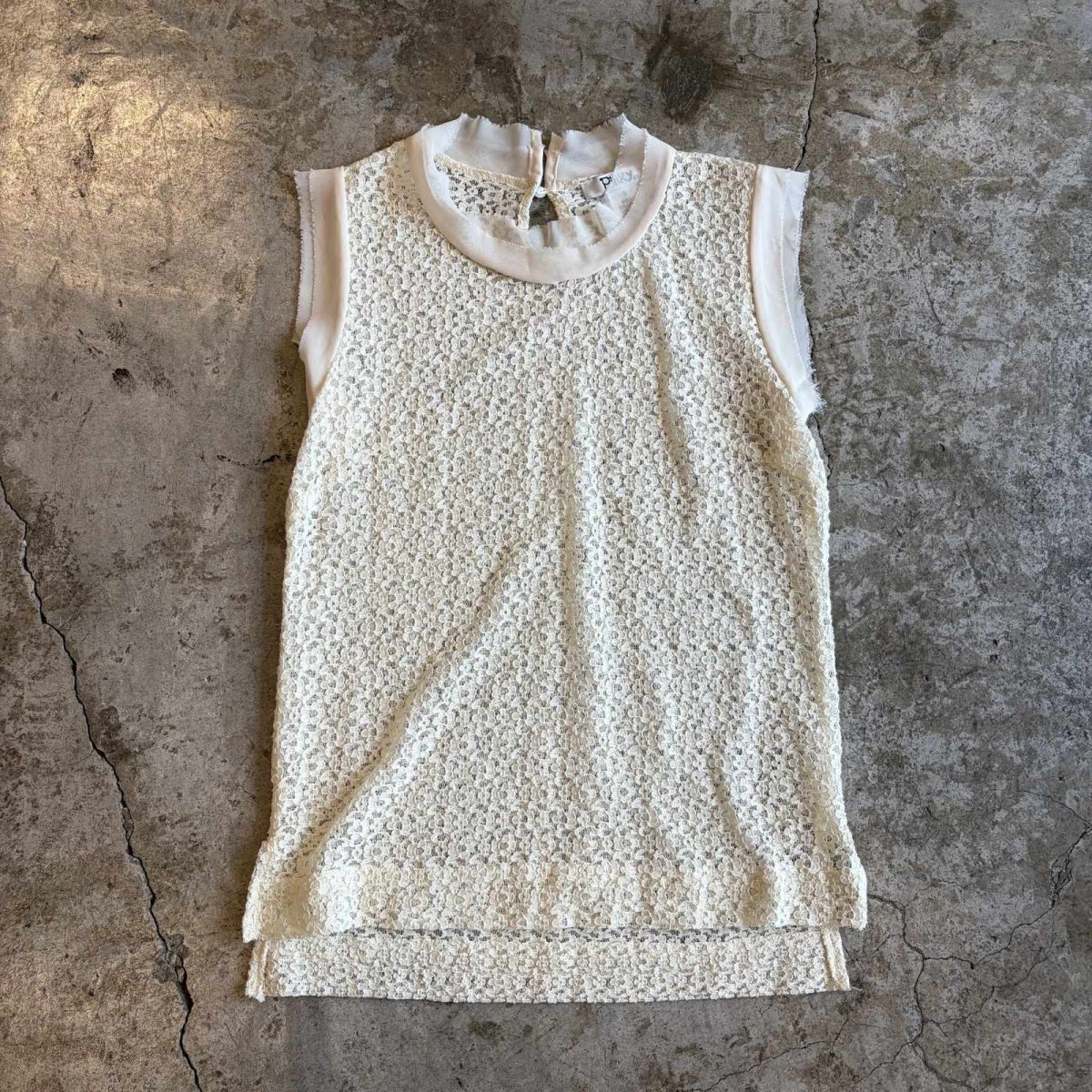 画像1: LACE DESIGN IVORY COLOR N/S TOP / Ladies S(M) (1)