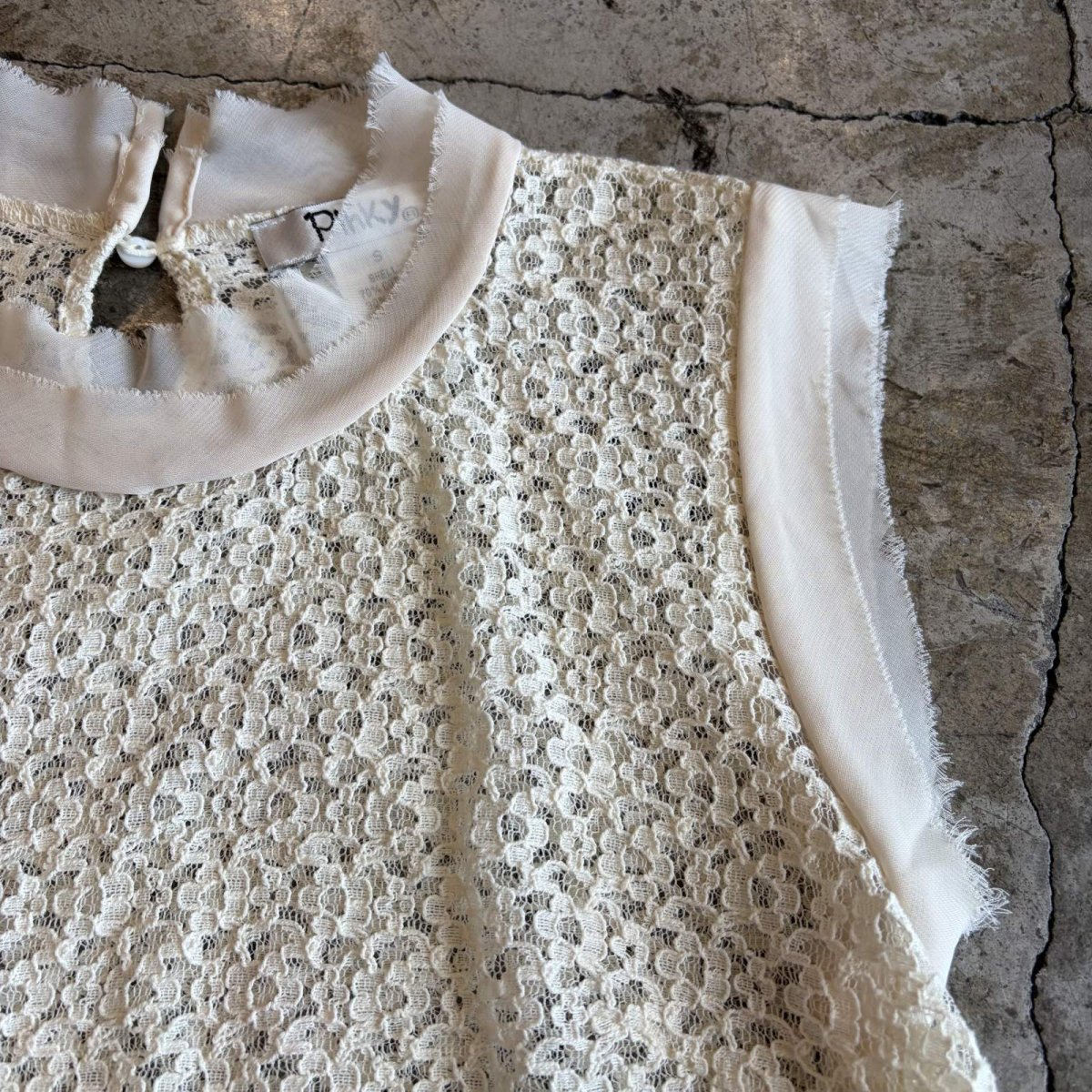 画像7: LACE DESIGN IVORY COLOR N/S TOP / Ladies S(M) (7)