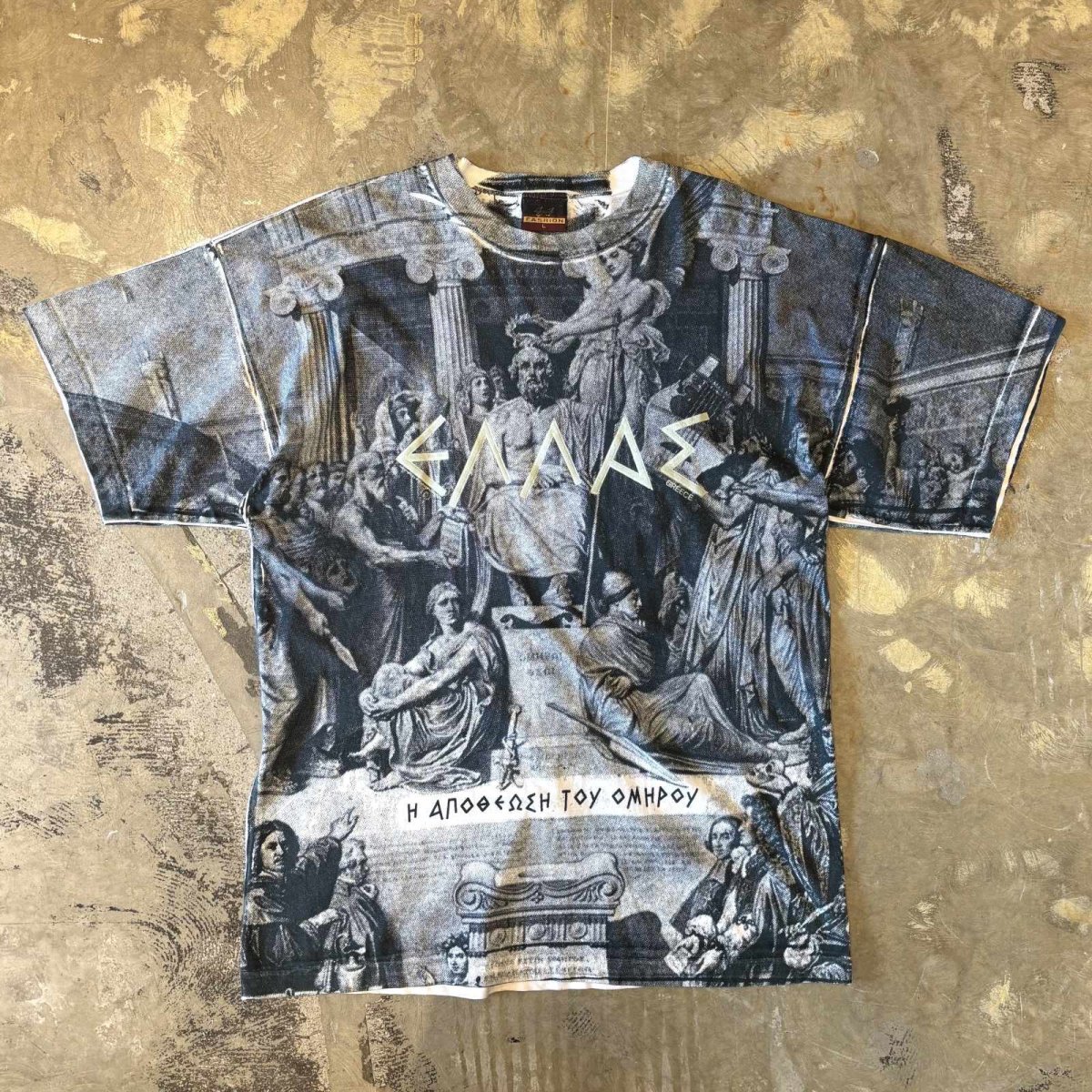画像1: ALL OVER ART PRINTED S/S TEE / Mens L / MADE IN GREECE (1)