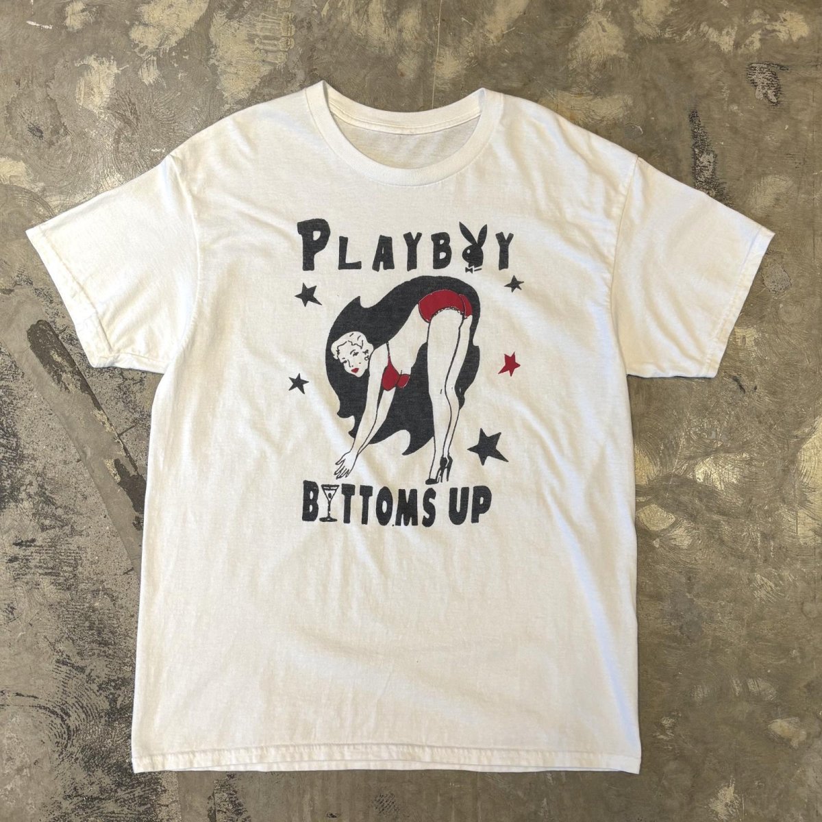 画像1: PLAYBOY "BOTTOMS UP" FRONT PRINTED S/S TEE / Mens L (1)