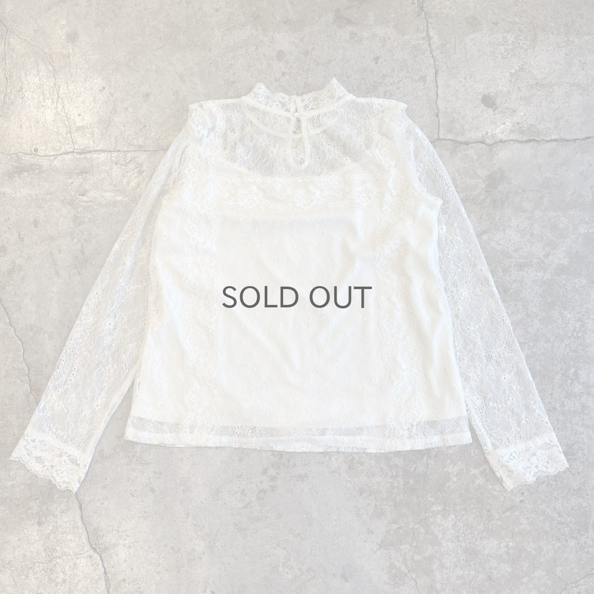 画像2: ALL OVER LACE PATTERN HALF NECE DESIGN L/S TOPS / Ladies M (2)