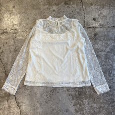 画像2: ALL OVER LACE PATTERN HALF NECE DESIGN L/S TOPS / Ladies M (2)