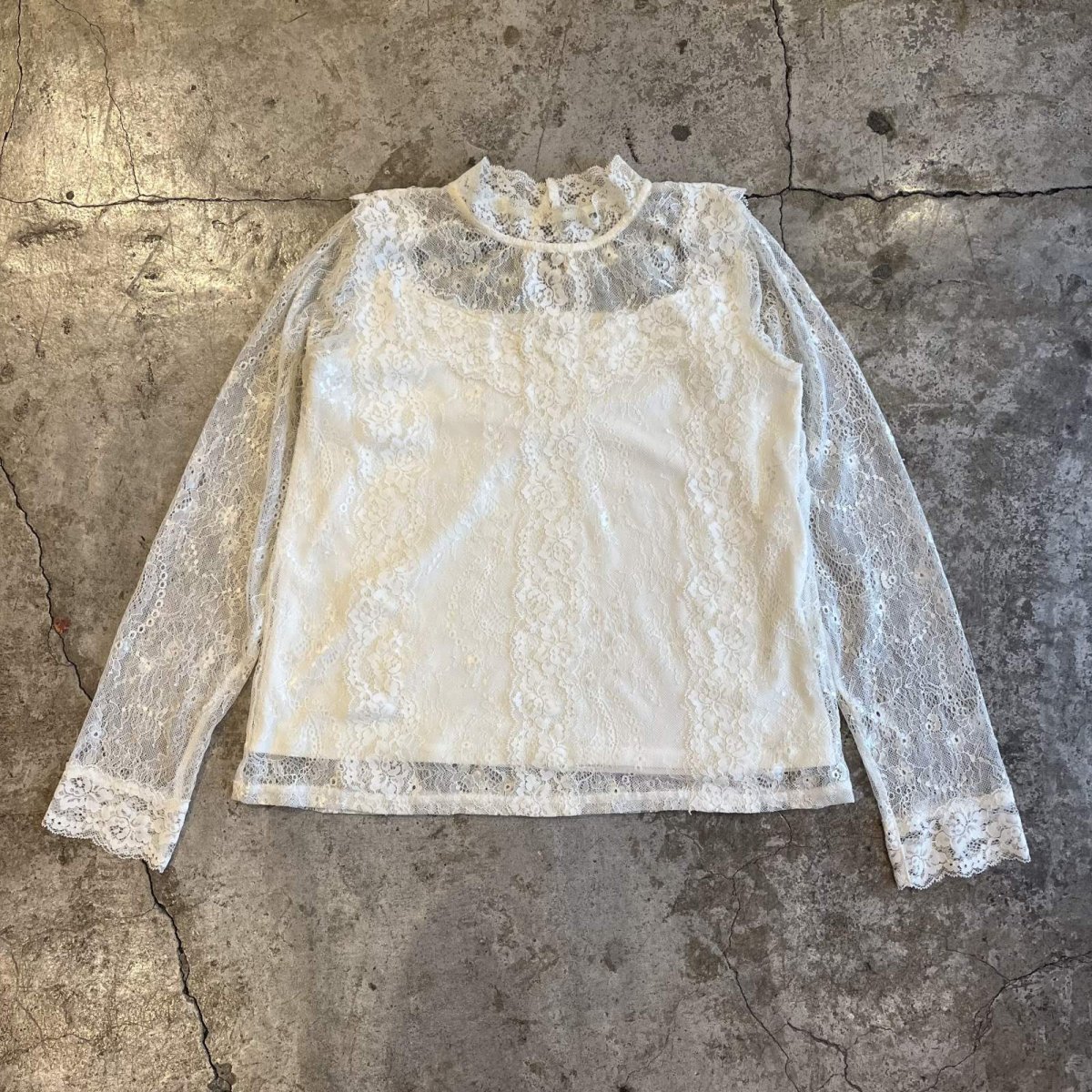 画像1: ALL OVER LACE PATTERN HALF NECE DESIGN L/S TOPS / Ladies M (1)
