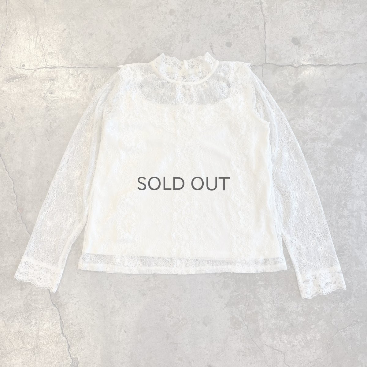 画像1: ALL OVER LACE PATTERN HALF NECE DESIGN L/S TOPS / Ladies M (1)
