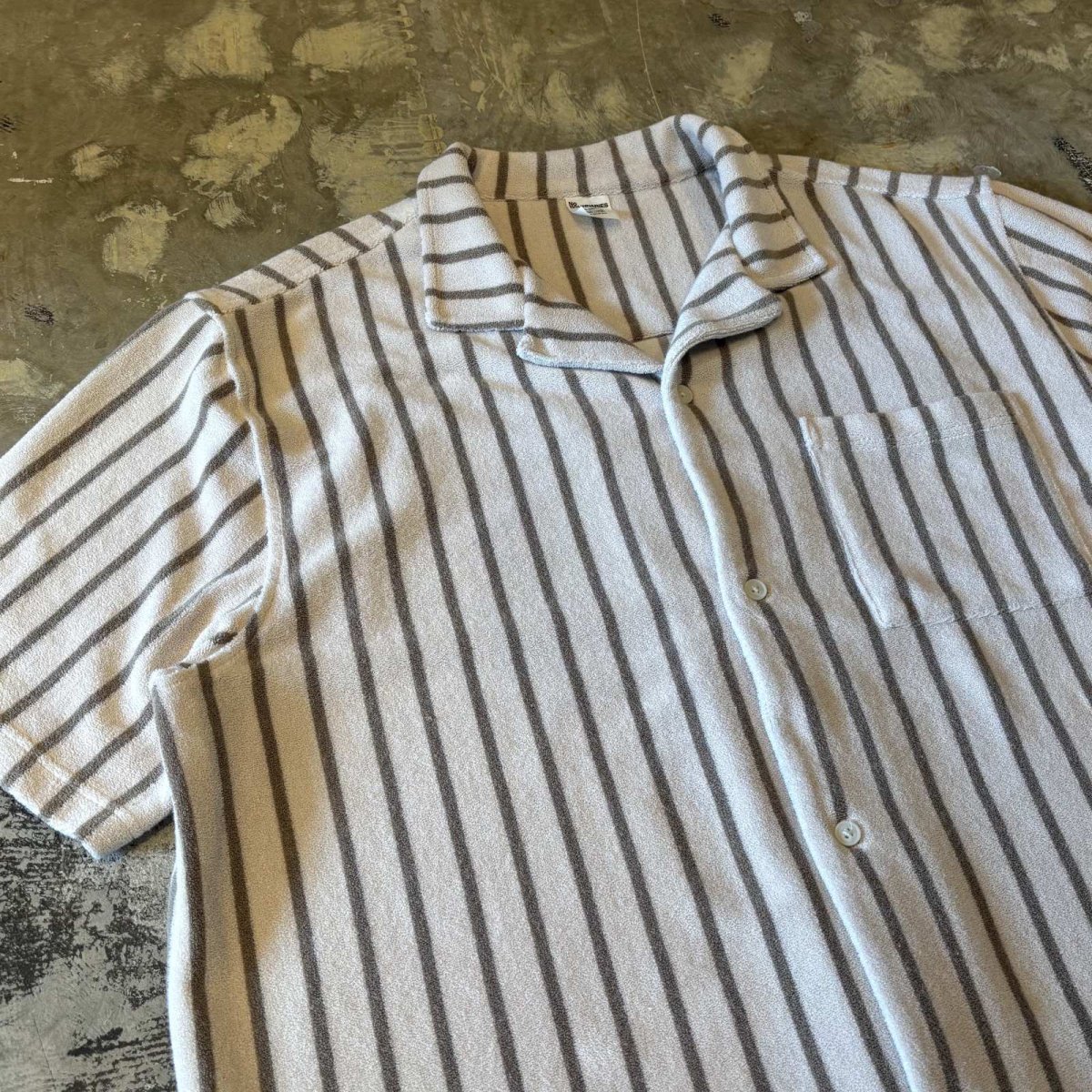 画像3: BICOLOR STRIPE PATTERN OPEN COLLAR PILE S/S SHIRT / Mens XXL(XL) (3)