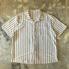 画像1: BICOLOR STRIPE PATTERN OPEN COLLAR PILE S/S SHIRT / Mens XXL(XL) (1)