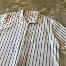 画像4: BICOLOR STRIPE PATTERN OPEN COLLAR PILE S/S SHIRT / Mens XXL(XL) (4)