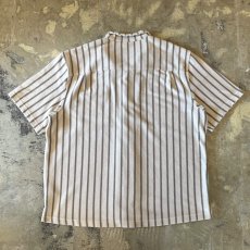 画像2: BICOLOR STRIPE PATTERN OPEN COLLAR PILE S/S SHIRT / Mens XXL(XL) (2)