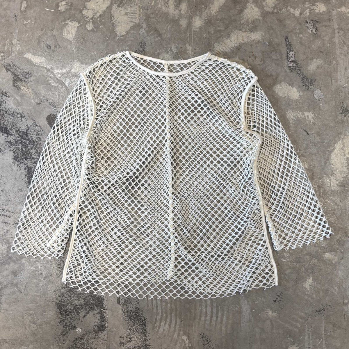 画像1: MONOTONE MESH DESGN L/S TOPS / Mens L (1)