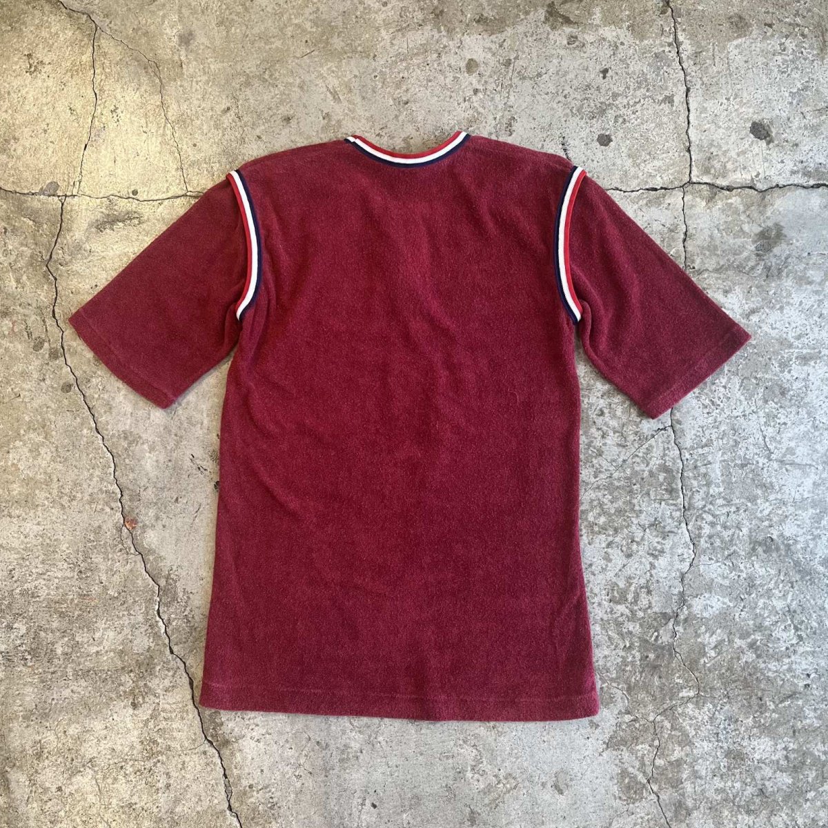 画像2: TRICOLORE COLOR RIB LINE HALF ZIP DESIGN PILE S/S TOPS /  Ladies M   (2)