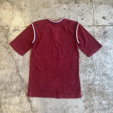 画像2: TRICOLORE COLOR RIB LINE HALF ZIP DESIGN PILE S/S TOPS /  Ladies M   (2)