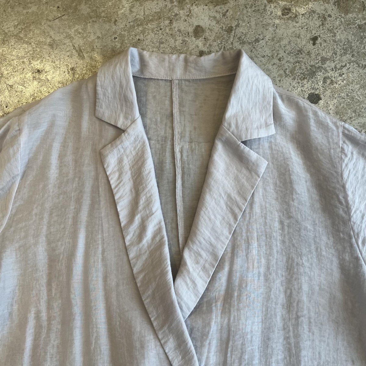 画像7: LIGHT GREY COLOR DOUBLE DESIGN SHEER TAILORED JACKET / Ladies L (7)