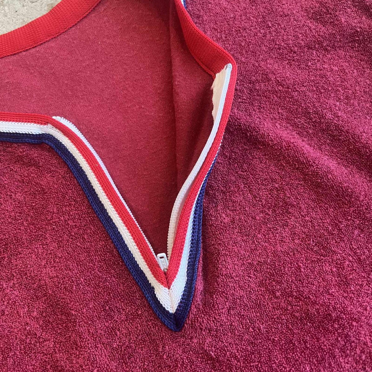 画像11: TRICOLORE COLOR RIB LINE HALF ZIP DESIGN PILE S/S TOPS /  Ladies M   (11)