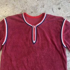 画像7: TRICOLORE COLOR RIB LINE HALF ZIP DESIGN PILE S/S TOPS /  Ladies M   (7)