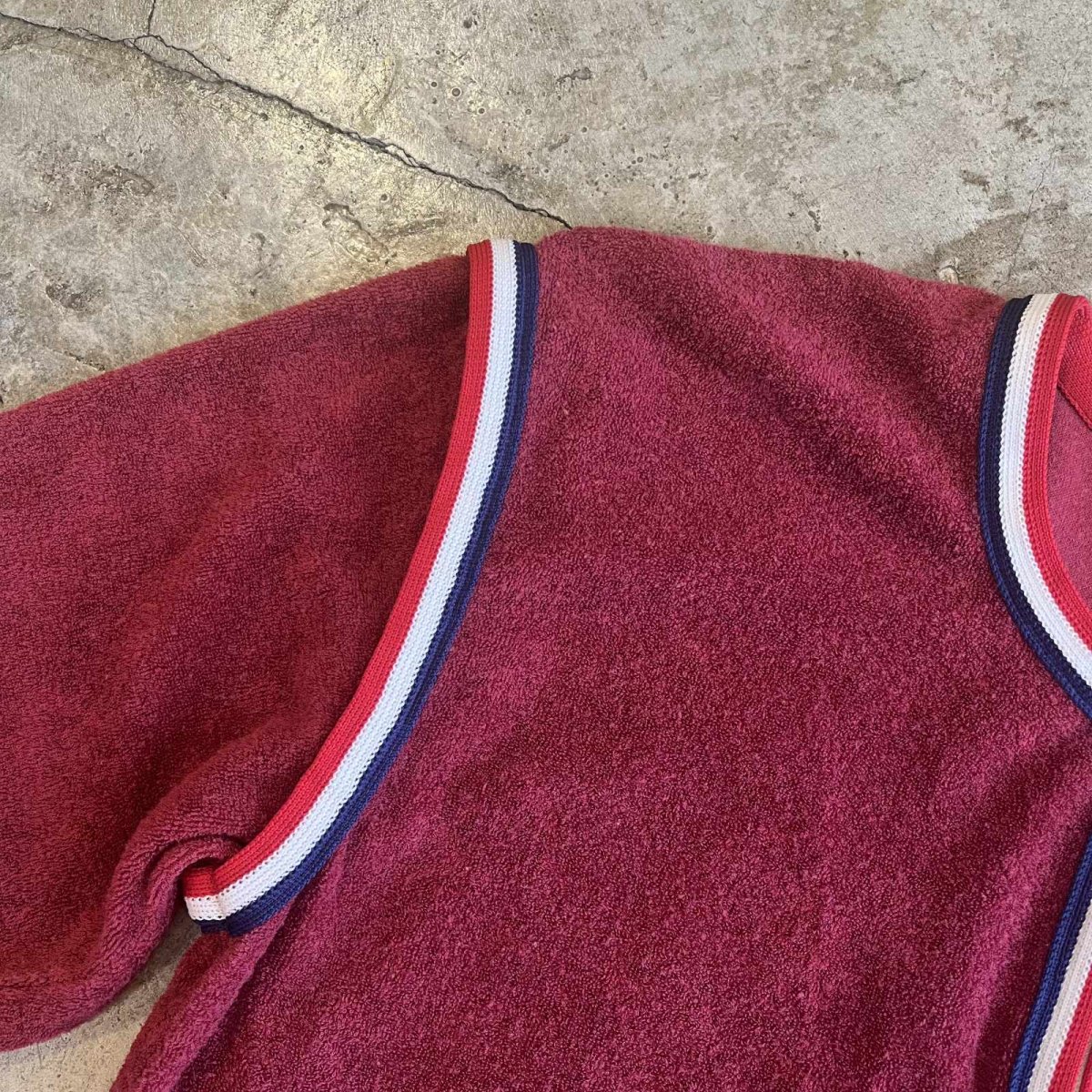 画像8: TRICOLORE COLOR RIB LINE HALF ZIP DESIGN PILE S/S TOPS /  Ladies M   (8)
