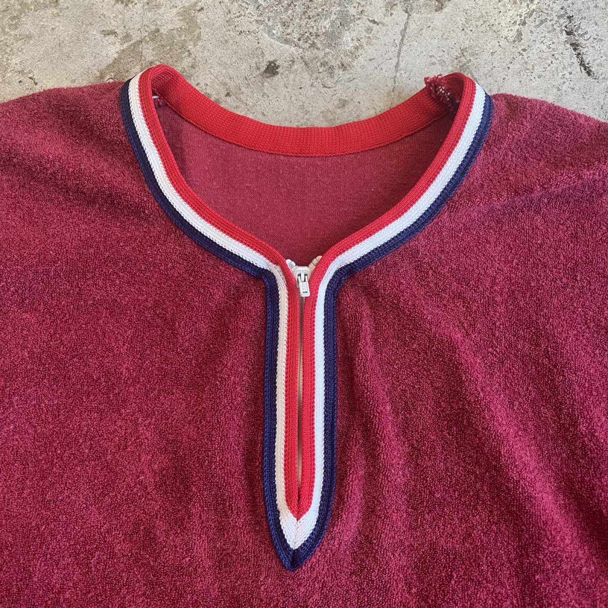 画像9: TRICOLORE COLOR RIB LINE HALF ZIP DESIGN PILE S/S TOPS /  Ladies M   (9)