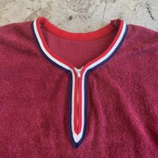 画像9: TRICOLORE COLOR RIB LINE HALF ZIP DESIGN PILE S/S TOPS /  Ladies M   (9)