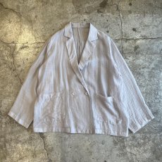 画像1: LIGHT GREY COLOR DOUBLE DESIGN SHEER TAILORED JACKET / Ladies L (1)