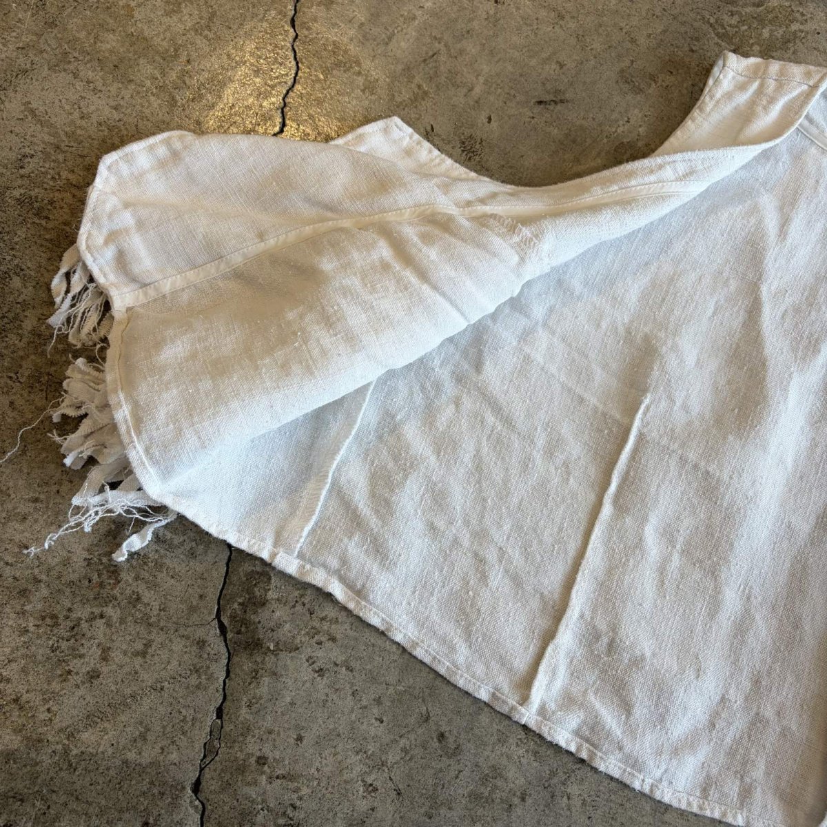 画像6: OLD LINEN FRINGE DESIGN VEST / Ladies M (6)