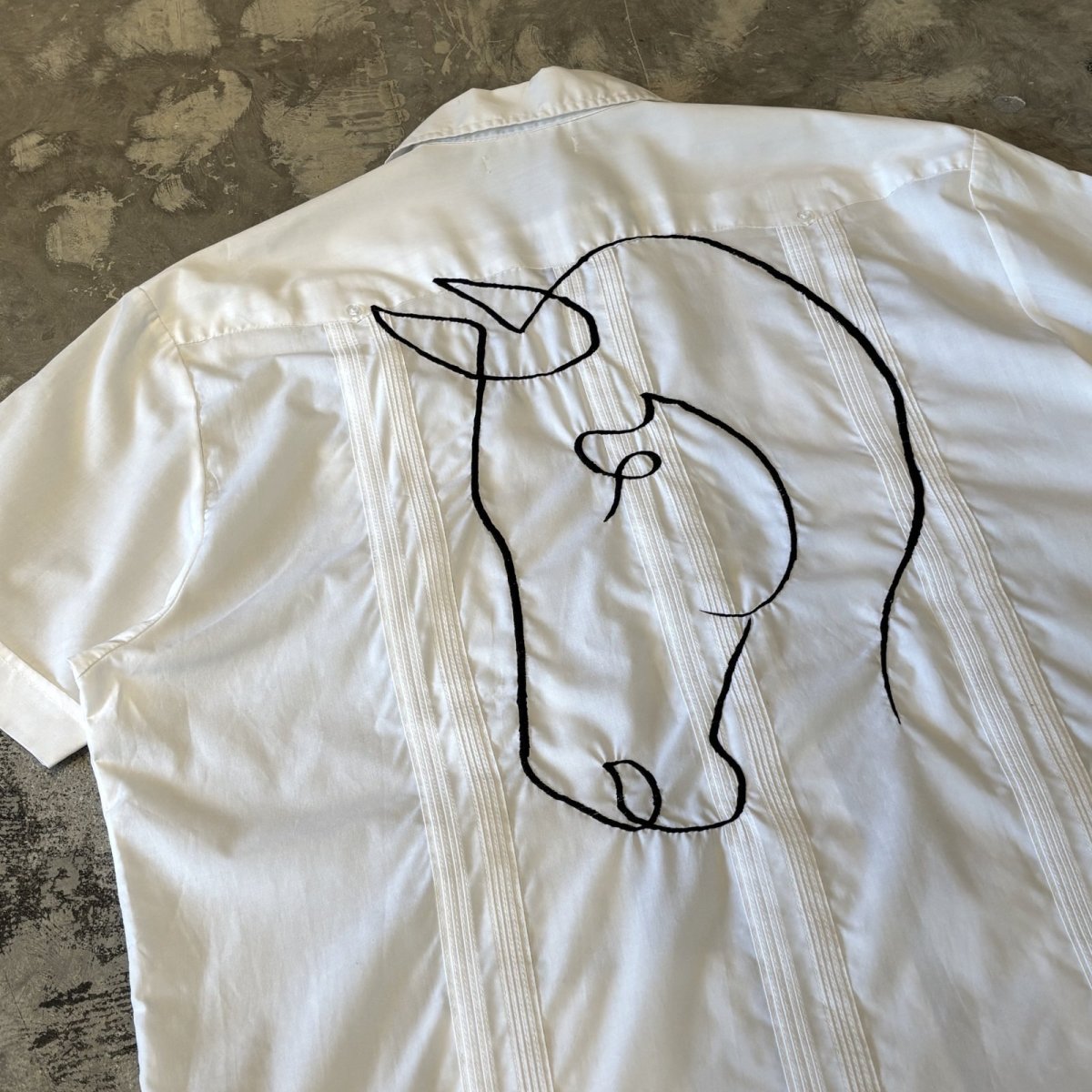 画像9: LINE ART BACK EMBROIDERY S/S CUBA SHIRT / Mens XL (9)