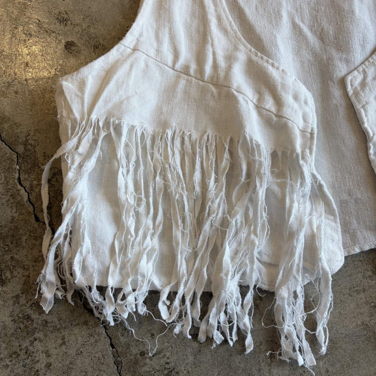 画像4: OLD LINEN FRINGE DESIGN VEST / Ladies M (4)