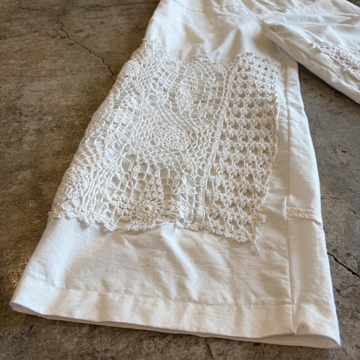 画像4: 【Wiz&Witch】"UNITED" EURO COTTON LINEN KNEE LACE OPE PANTS / FREE (4)