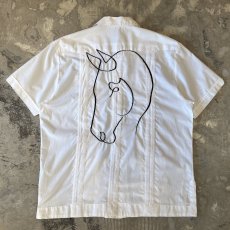 画像1: LINE ART BACK EMBROIDERY S/S CUBA SHIRT / Mens XL (1)