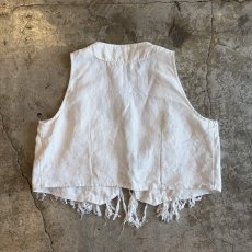 画像2: OLD LINEN FRINGE DESIGN VEST / Ladies M (2)