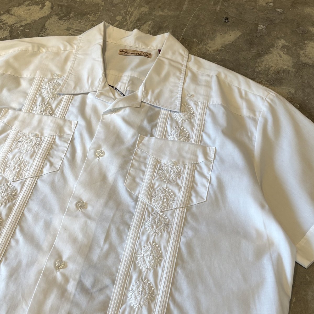 画像4: LINE ART BACK EMBROIDERY S/S CUBA SHIRT / Mens XL (4)