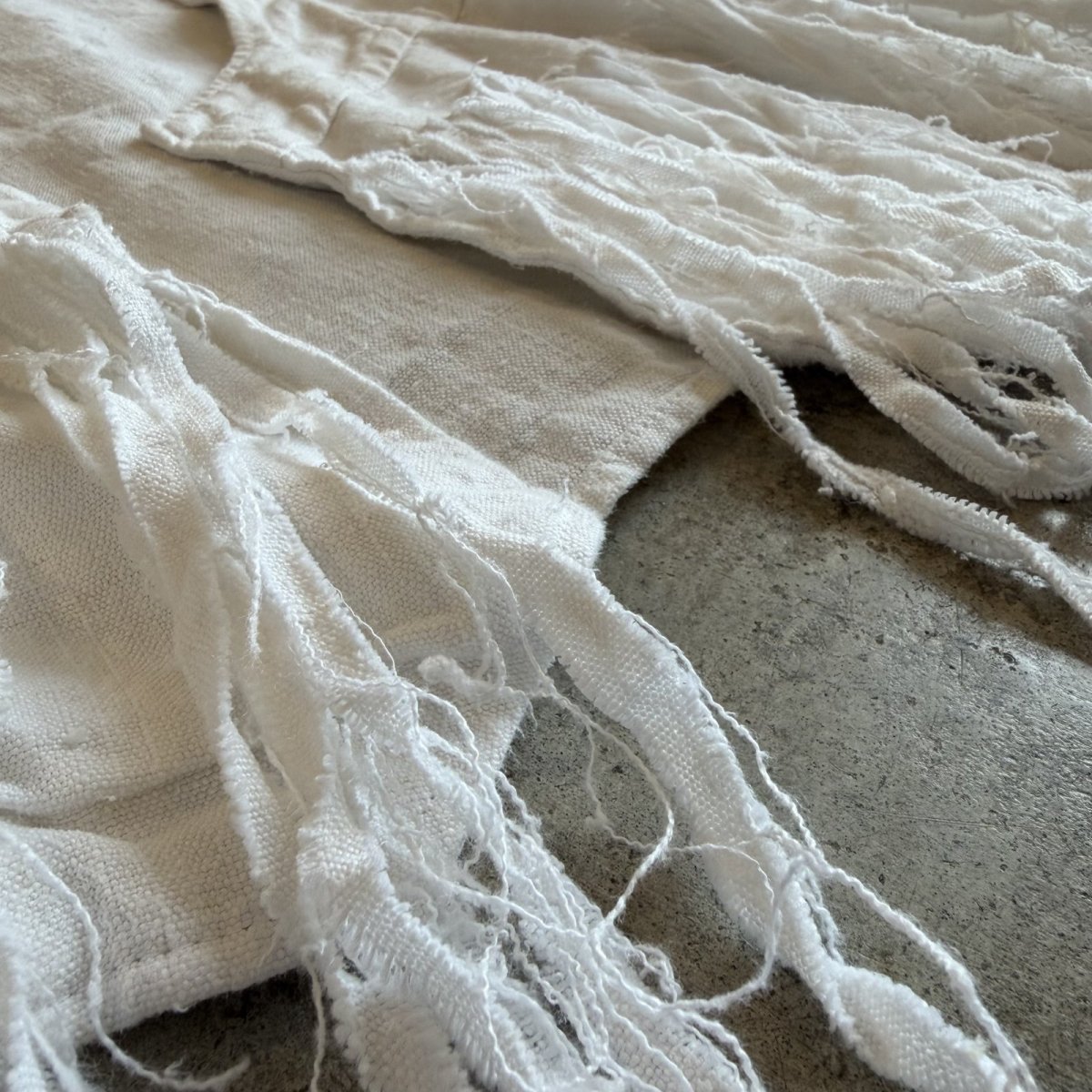 画像10: OLD LINEN FRINGE DESIGN VEST / Ladies M (10)