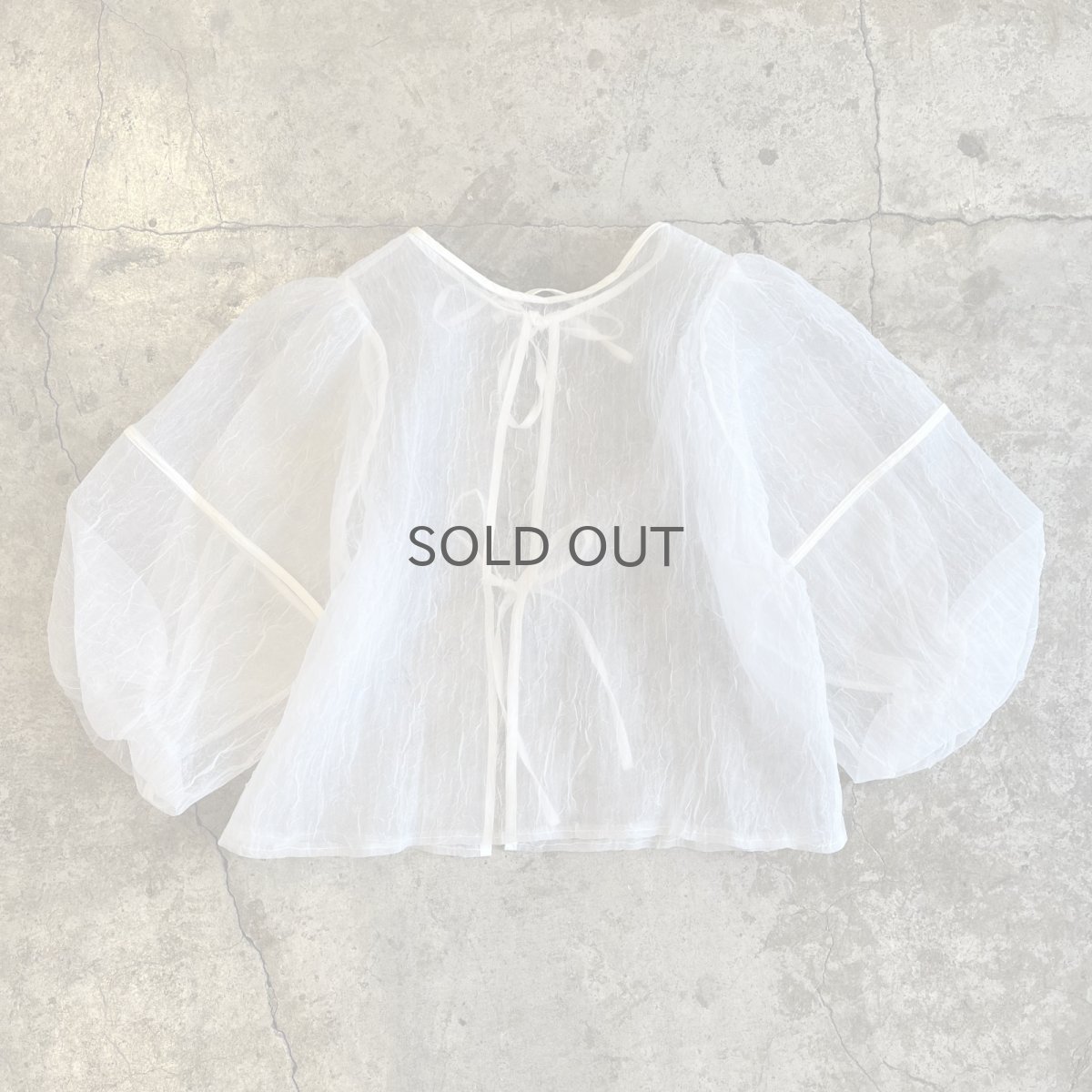 画像2: VOLUME SLEEVE DOUBLE RIBBON DESIGN TULLE L/S CARDIGAN  / Ladies M (2)