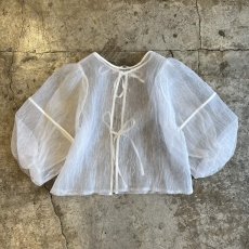 画像2: VOLUME SLEEVE DOUBLE RIBBON DESIGN TULLE L/S CARDIGAN  / Ladies M (2)