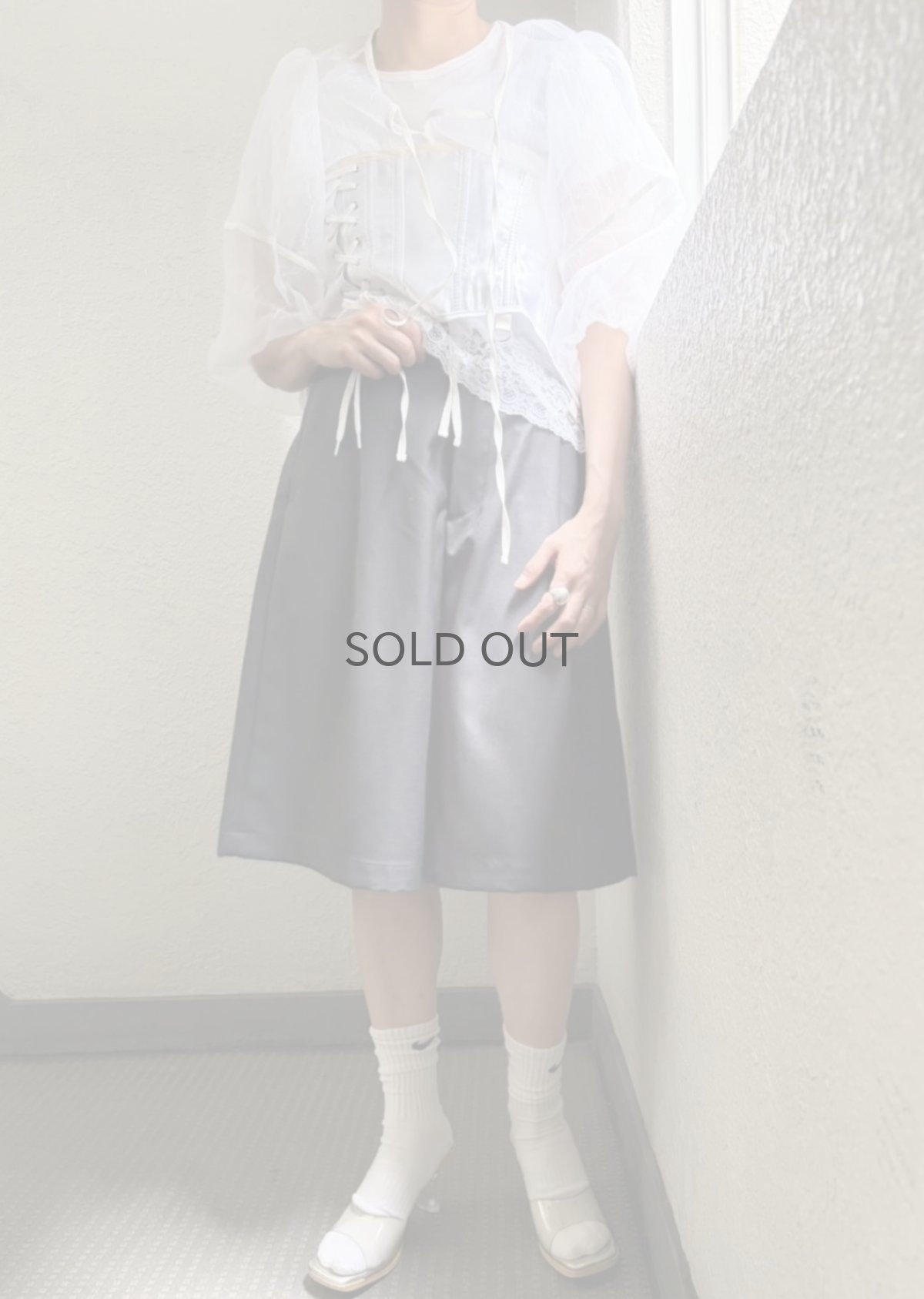 画像12: VOLUME SLEEVE DOUBLE RIBBON DESIGN TULLE L/S CARDIGAN  / Ladies M (12)