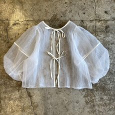 画像1: VOLUME SLEEVE DOUBLE RIBBON DESIGN TULLE L/S CARDIGAN  / Ladies M (1)