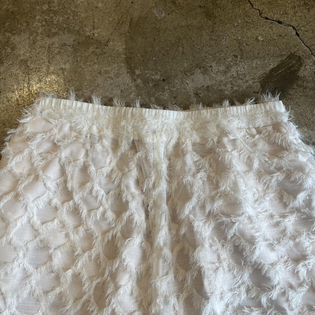 画像7: ALL OVER SHORT FRINGE EMBROIDERY DESIGN SHEER WIDE PANTS / W26~W32 (7)