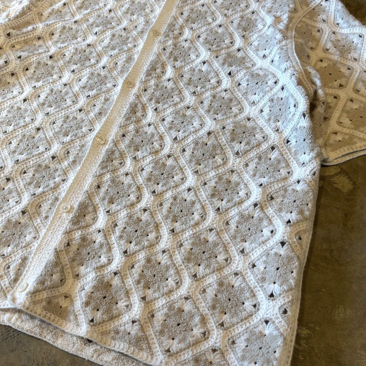 画像6: ALL OVER KNITTING LACE UP PATTERN S/S SHIRT / Mens L (6)