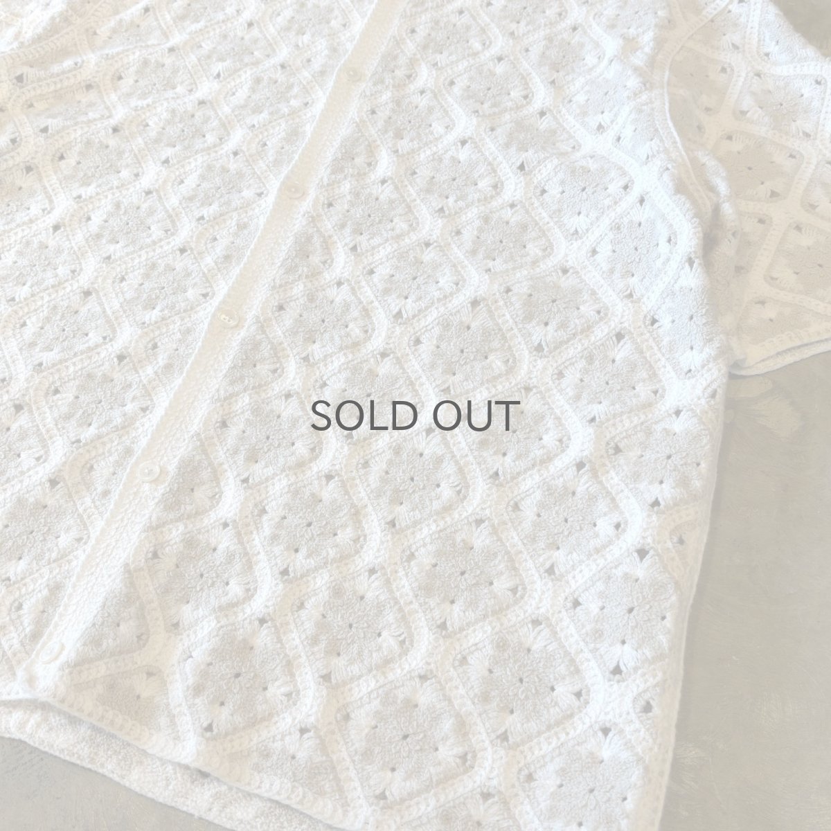 画像6: ALL OVER KNITTING LACE UP PATTERN S/S SHIRT / Mens L (6)