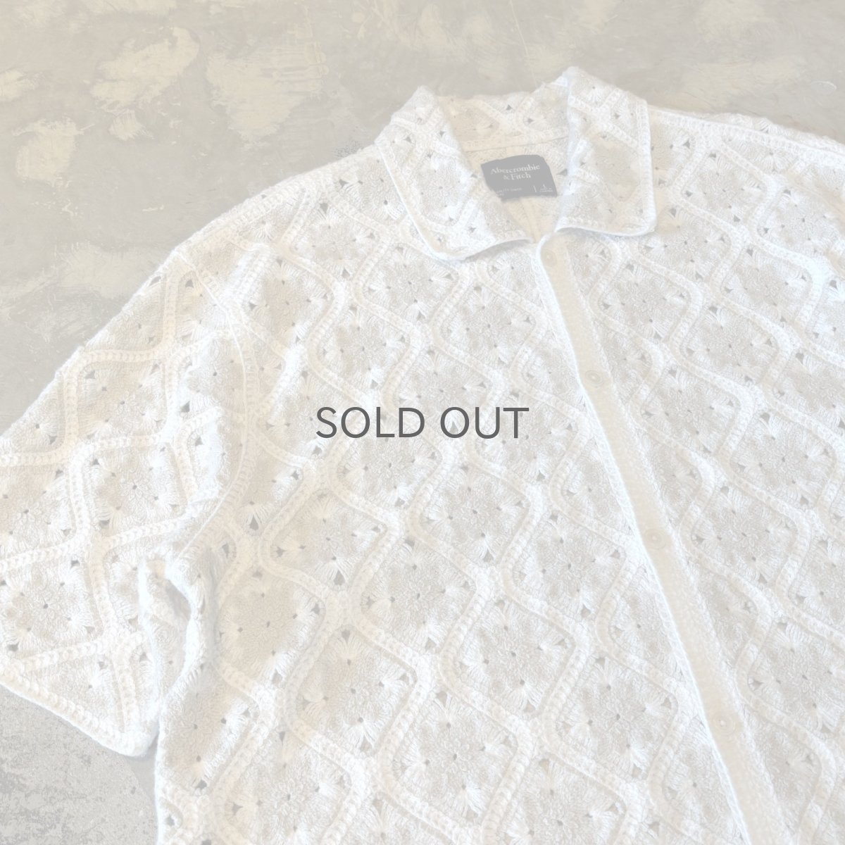 画像3: ALL OVER KNITTING LACE UP PATTERN S/S SHIRT / Mens L (3)